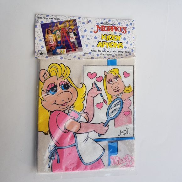 Vintage Miss Piggy Apron Smock Jim Henson's Muppets Toddler Size 8 NOS Unopened - Picture 1 of 8